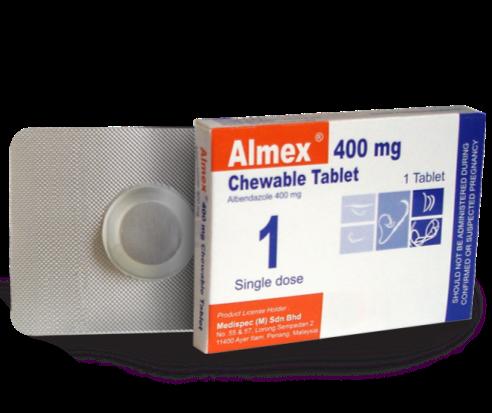 ALMEX B/1 CP ALBENDAZOL 400MG SQR-